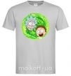 Мужская футболка Рик и морти RIck and Morty портал Серый фото