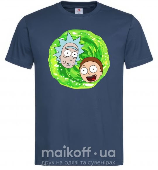 Мужская футболка Рик и морти RIck and Morty портал Темно-синий фото
