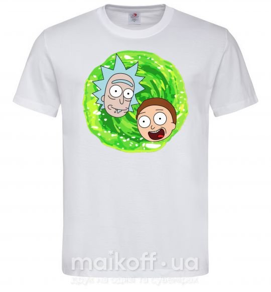 Мужская футболка Рик и морти RIck and Morty портал Белый фото
