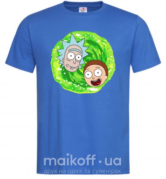 Мужская футболка Рик и морти RIck and Morty портал Ярко-синий фото