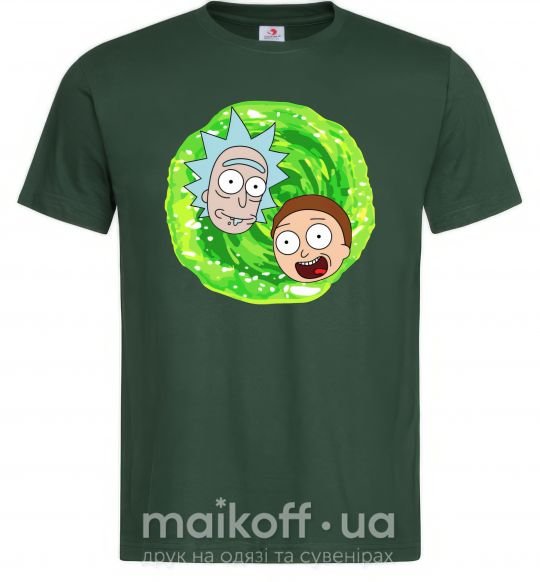 Мужская футболка Рик и морти RIck and Morty портал Темно-зеленый фото