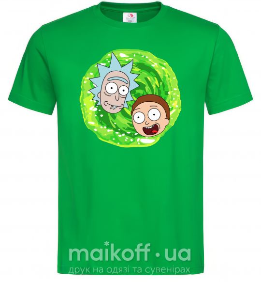 Мужская футболка Рик и морти RIck and Morty портал Зеленый фото