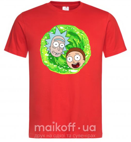 Мужская футболка Рик и морти RIck and Morty портал Красный фото