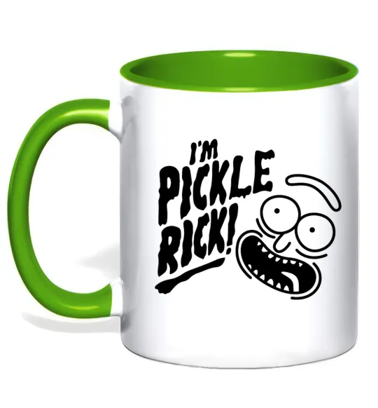 Чашка с цветной ручкой Pickle Rick Лаймовый фото
