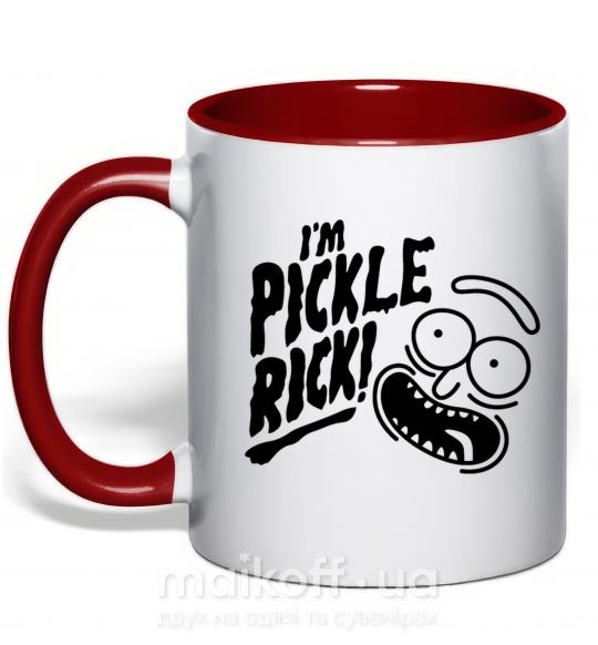 Чашка с цветной ручкой Pickle Rick Красный фото