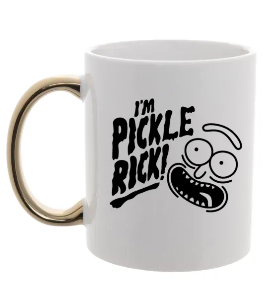 Чашка с цветной ручкой Pickle Rick Золото фото