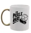Чашка с цветной ручкой Pickle Rick Золото фото