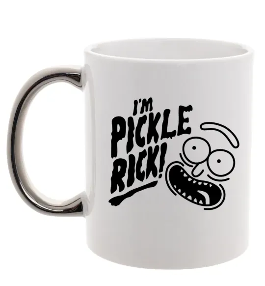 Чашка с цветной ручкой Pickle Rick Серебро фото