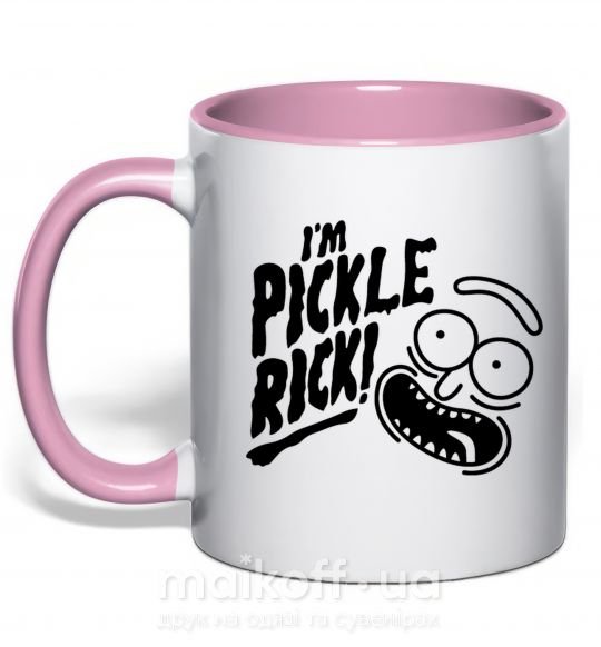 Чашка з кольоровою ручкою Pickle Rick Ніжно рожевий фото