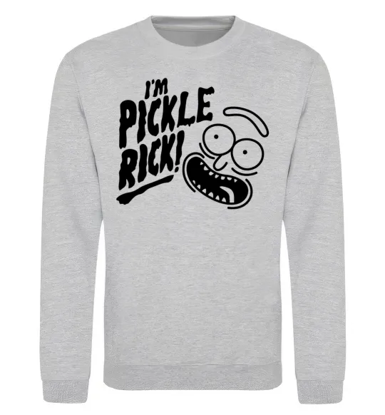 Свитшот Pickle Rick Серый меланж фото