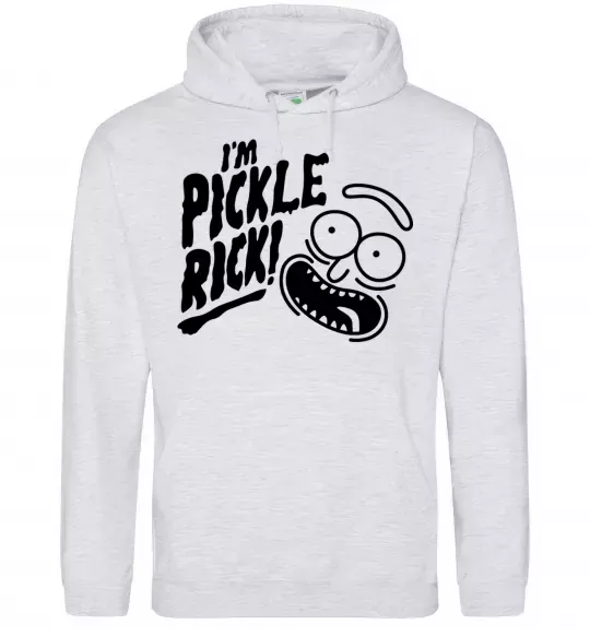 Женская толстовка (худи) Pickle Rick Серый меланж фото