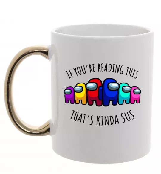 Чашка с цветной ручкой Among us kinda sus Золото фото