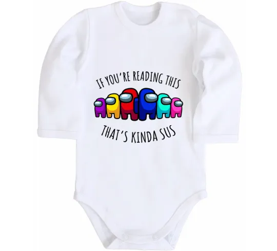 Дитячий бодік Among us kinda sus Білий фото