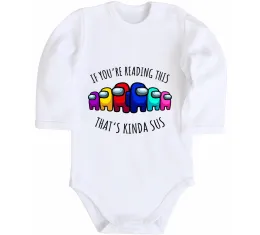 Дитячий бодік Among us kinda sus Білий фото