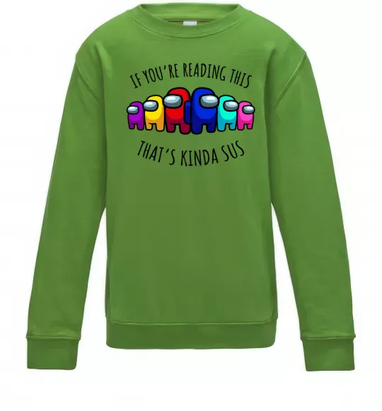 Дитячий світшот Among us kinda sus Лаймовий фото