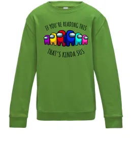 Детский Свитшот Among us kinda sus Лаймовый фото