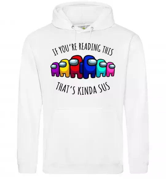 Мужская толстовка (худи) Among us kinda sus Белый фото