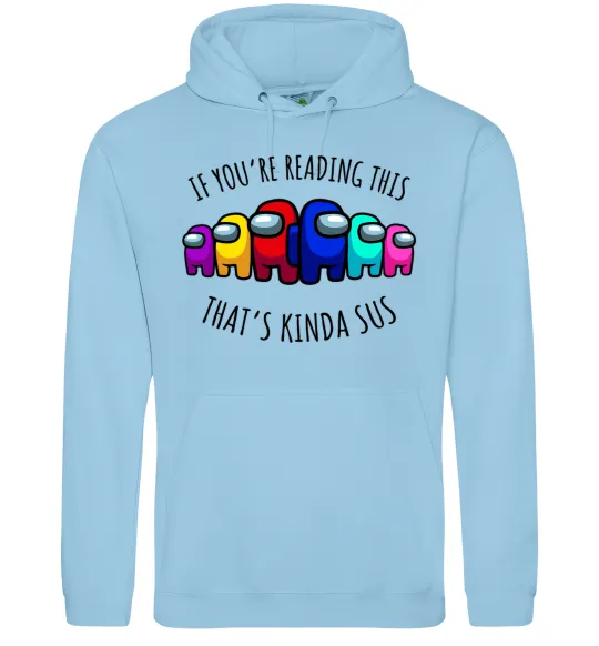 Мужская толстовка (худи) Among us kinda sus Голубой фото