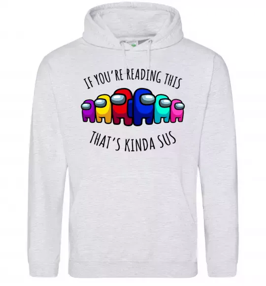 Женская толстовка (худи) Among us kinda sus Серый меланж фото