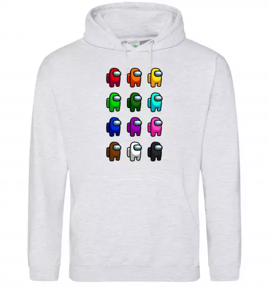 Женская толстовка (худи) Among us Емонг ас Серый меланж фото