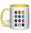 Чашка с цветной ручкой Among us Емонг ас Солнечно желтый фото