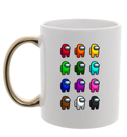 Чашка с цветной ручкой Among us Емонг ас Золото фото