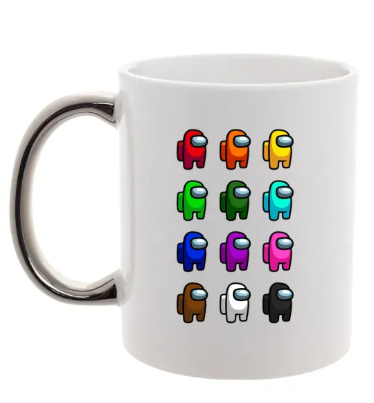 Чашка с цветной ручкой Among us Емонг ас Серебро фото