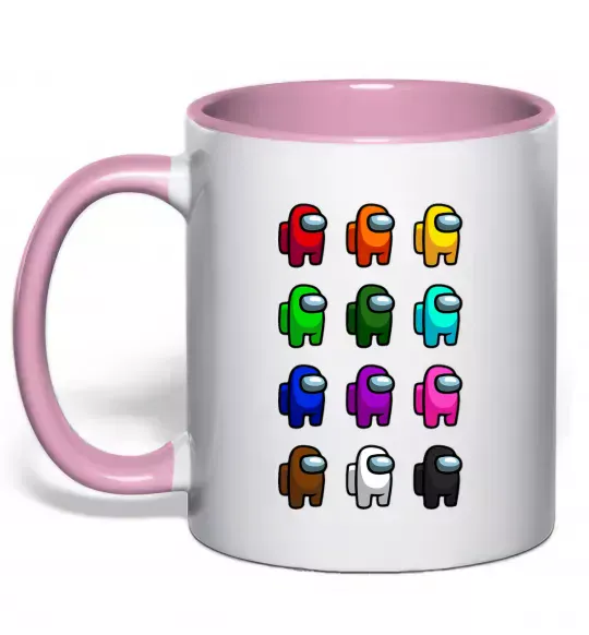 Чашка с цветной ручкой Among us Емонг ас Нежно розовый фото