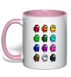 Чашка с цветной ручкой Among us Емонг ас Нежно розовый фото