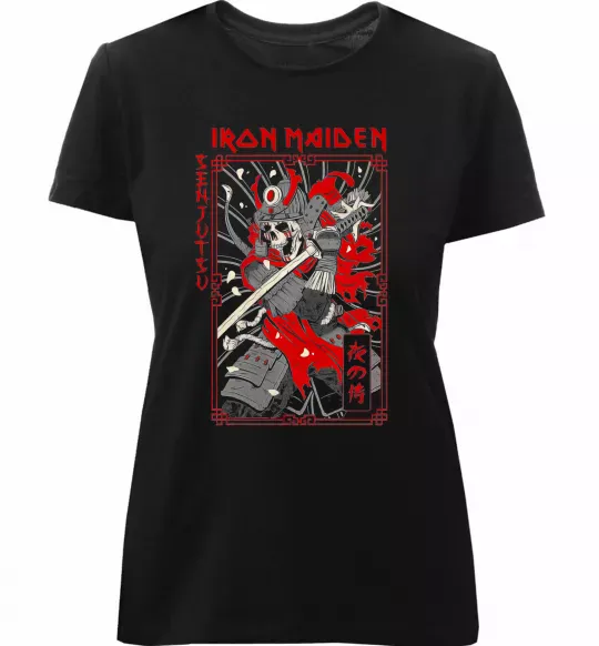 Женская премиум футболка Iron maiden senjutsu самурай Черный фото