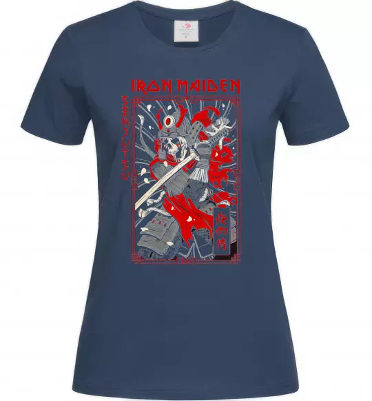 Жіноча футболка Iron maiden senjutsu самурай Темно-синій фото