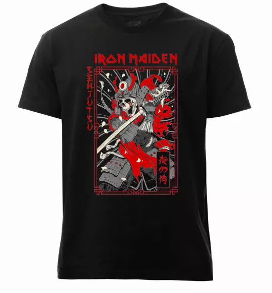Мужская премиум футболка Iron maiden senjutsu самурай Черный фото