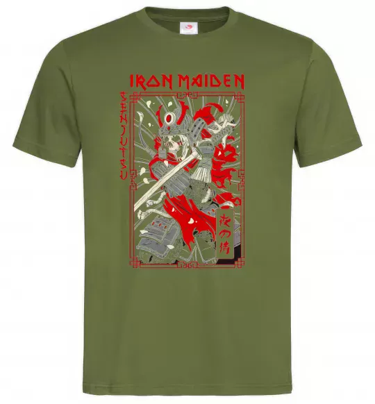 Мужская футболка Iron maiden senjutsu самурай Оливковый фото