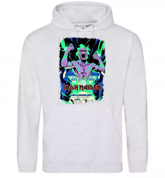 Женская толстовка (худи) Iron maiden speed of light Серый меланж фото