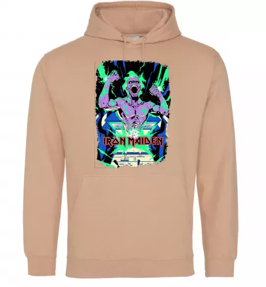 Женская толстовка (худи) Iron maiden speed of light Песочный фото