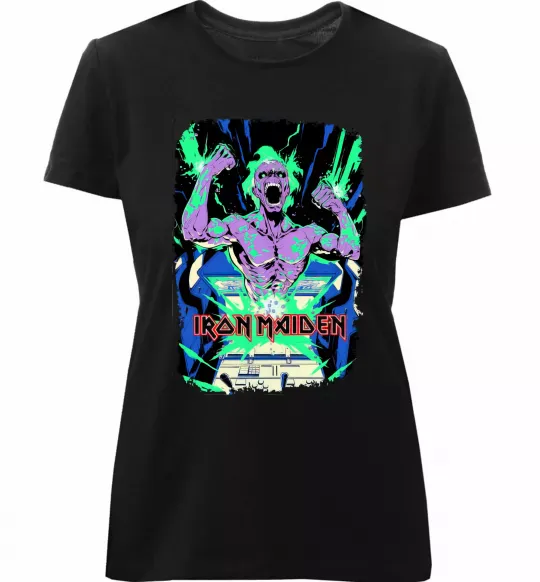 Женская премиум футболка Iron maiden speed of light Черный фото