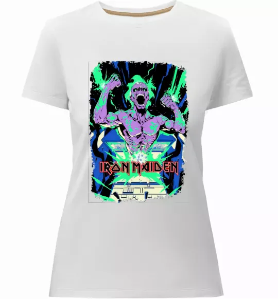 Женская премиум футболка Iron maiden speed of light Белый фото