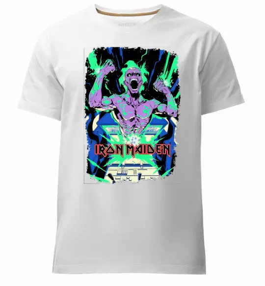 Мужская премиум футболка Iron maiden speed of light Белый фото