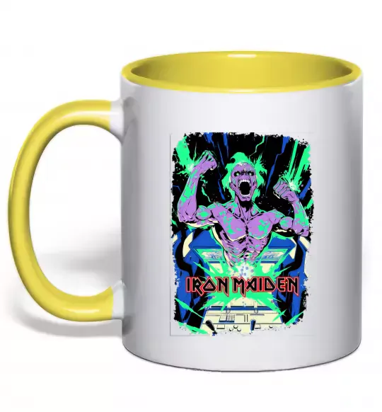 Чашка с цветной ручкой Iron maiden speed of light Солнечно желтый фото
