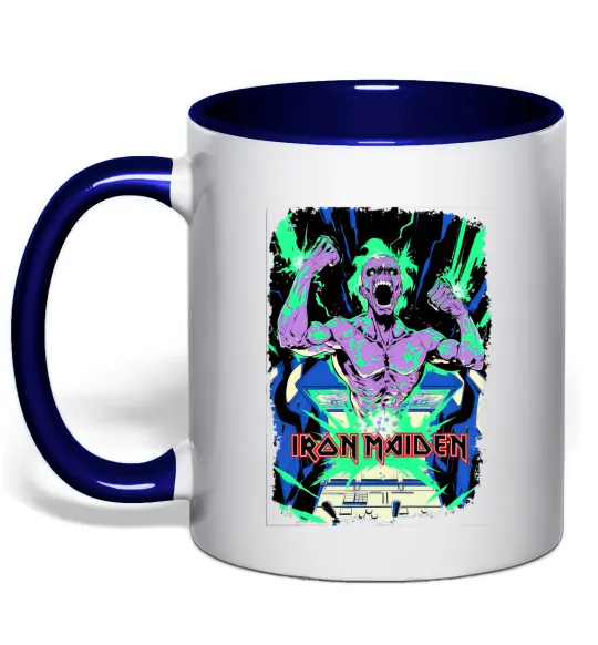Чашка с цветной ручкой Iron maiden speed of light Глубокий темно-синий фото