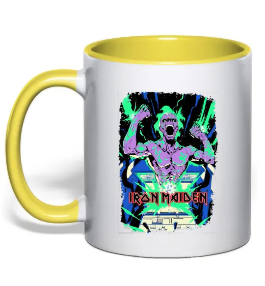 Чашка з кольоровою ручкою Iron maiden speed of light Лимонний фото