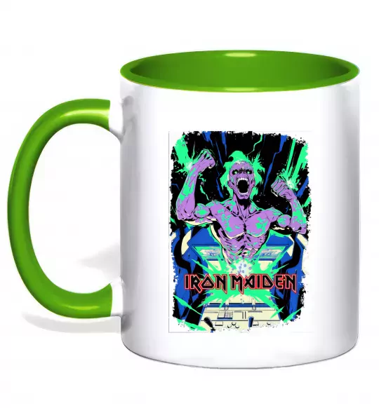 Чашка с цветной ручкой Iron maiden speed of light Зеленый фото