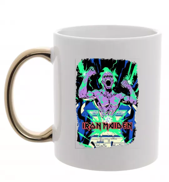 Чашка с цветной ручкой Iron maiden speed of light Золото фото