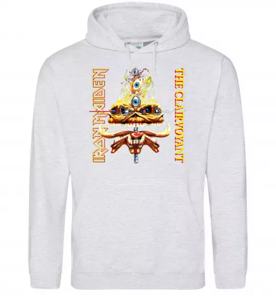 Мужская толстовка (худи) Iron maiden the clairvoyant Серый меланж фото