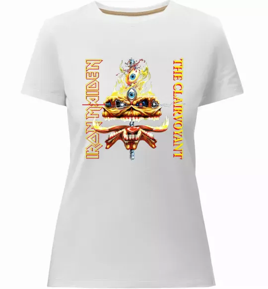 Женская премиум футболка Iron maiden the clairvoyant Белый фото