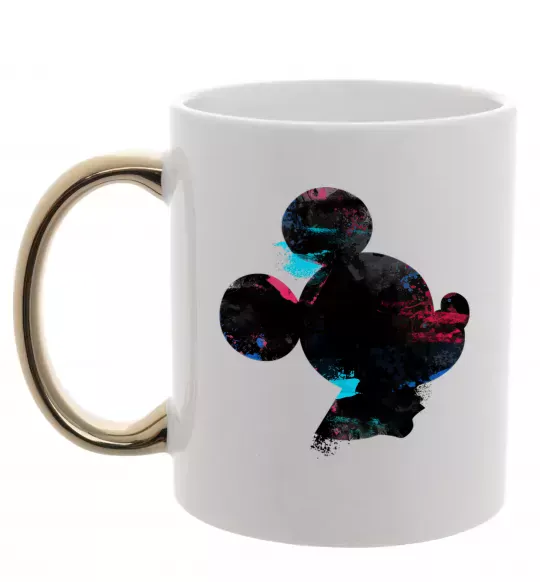 Чашка з кольоровою ручкою Міккі Маус силует фарби Золото фото