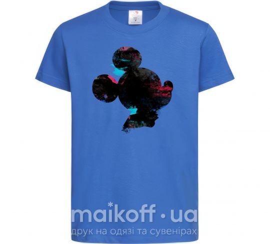 Детская футболка Микки маус силует краски Ярко-синий фото
