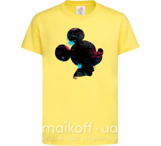 Детская футболка Микки маус силует краски Лимонный фото