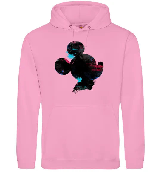 Чоловіча толстовка (худі) Міккі Маус силует фарби Рожевий фото