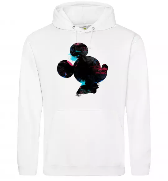 Мужская толстовка (худи) Міккі Маус силует фарби Белый фото